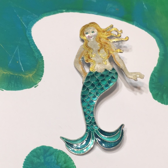 Mermaid enamel pin brooch 2.25” - Picture 2 of 7